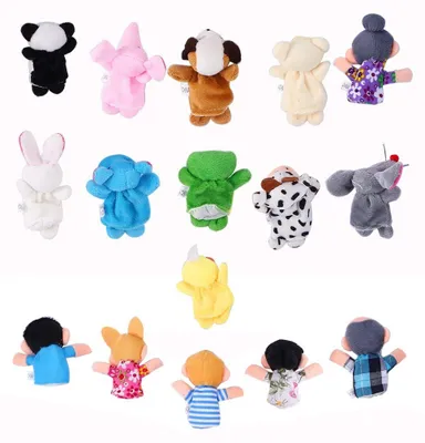 Imagen del producto de Conjunto de 16 marionetas de dedo, con forma de animales de peluche, para niños, juguete educativo