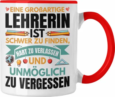 Produktbild von Trendation - Lehrerin Abschiedsgeschenk Tasse Geschenk zum Abschied Klassenlehrerin Beste Lehrerin Geschenkidee Dankeschön (Rot)