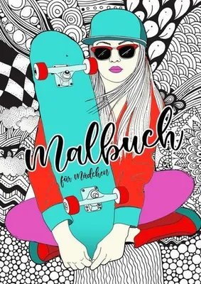 Produktbild von Malbuch für Mädchen Zentangle A4XXL mit schwarzen Rückseiten, 110 Seiten, Vielfältige Vorlagen zu Mädchen, Mode & Jugend