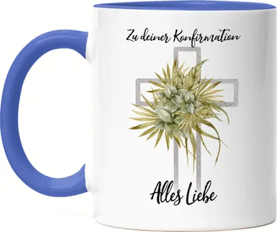 Produktbild von Zu Deiner Konfirmation Alles Liebe Tasse Blau Konfirmation Kirche Geschenk Glaube