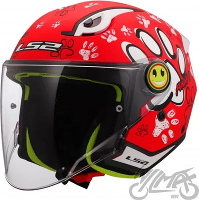 Obrázek produktu pro Motocyklový Kask LS2 OF622 Funny II Paws - Matná Červená Velikost M