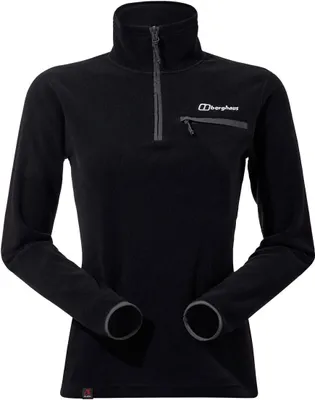 Schwarze Micro Half Zip Fleecejacke für Damen von Berghaus; mit kurzem Reißverschluss und Brusttasche.
