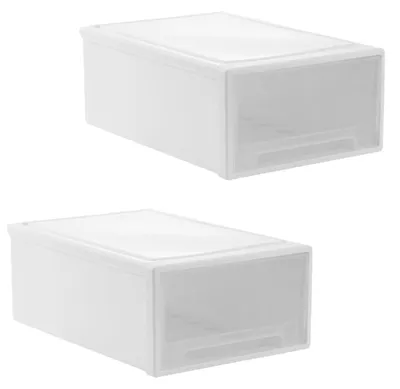 2er-Set Kunststoff-Schubladenboxen, stapelbar, 27x19x10,5 cm
