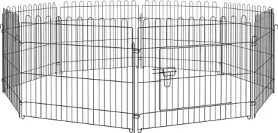 Image de PawHut Parc enclos chiots animaux domestiques pour chiens lapins rongeurs petits animaux intérieur et extérieur diamètre 180 cm 8 panneaux 71 x 61 cm noir
