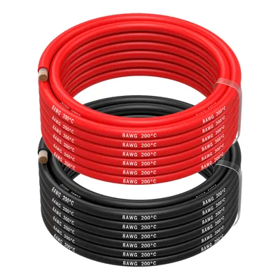 Produktbild von 8 AWG Silikon Elektronik Kabel - 8 Gauge (8,37mm²) - 2 Kabel Jede 5m / 16.4ft