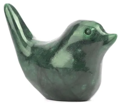 Vogel-Skulptur aus Jade, grün, 8x5x4 cm