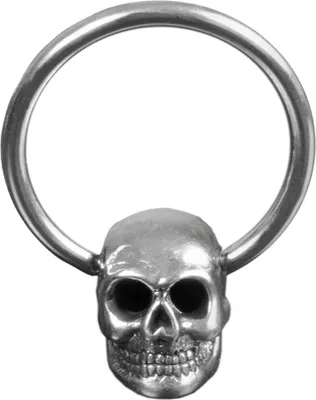Produktbild von viva-adorno 1,2x12mm Vintage Piercing BCR Klemmring Chirurgenstahl mit Messing Totenkopf Z469,D5