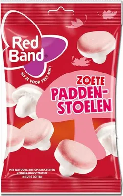 Produktbild von Red Band Süße Pilze aus Schaumzucker mit Himbeergeschmack 130g