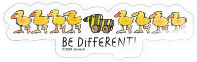 Produktbild von Spreadshirt Janosch Tigerente Be Different Spruch Sticker Aufkleber, 10 x 10 cm, Transparent glänzend