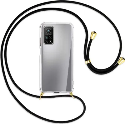 Produktbild von Handykette Backcover-Schutzhülle mit Band (Metall goldfarben) für Xiaomi Mi 10T (Pro) 5G - schwarz