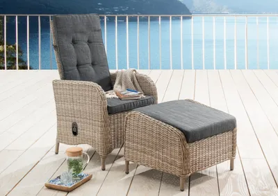 Produktbild von Balkonset PALMA mit Fußhocker CASA natur meliert