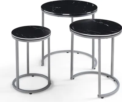 Produktbild von Satztisch ’Bornholm’ im 3er Set Marmor, schwarz