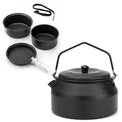 Produktbild von Kochtoepfe, Pfannen, Wasserkocher-Set, leicht, tragbar, Camping-Kochgeschirr, Kochset fuer Camping, Wandern, Picknick