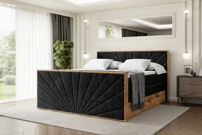 Produktbild von ALTDECOR Boxspringbett mit Matratze und Lattenrost, Topper, Fußteil,Polsterbett mit Bettkasten, Bett mit Stauraum H3- und H4- Matratze, Doppelbett -LOLLI6-Z KING-140x200 - Schwarz Casablanca