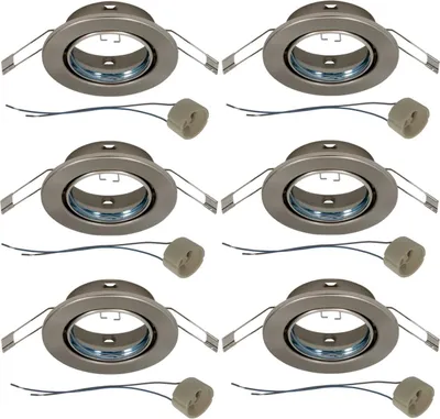 Produktbild von 6er Set Einbaustrahler nickel matt rund inkl. GU10 Keramikfassung