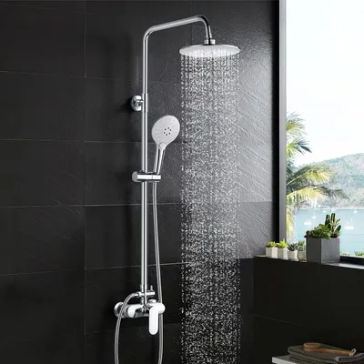 Obrázok produktu pre Sprchový set s dažďovou sprchou a ručnou sprchou - Chróm - 210 mm sprchová hlavica