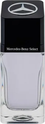 A product shot of a Mercedes-Benz Select Eau de Toilette bottle.