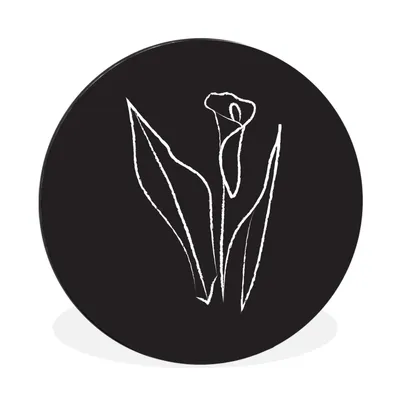 Produktbild von MuchoWow® Aluminium Wandkreis Blume - Linienkunst - Minimalismus Ø 60 cm Wanddeko Modern Wohnzimmer - Wand Kreis - Wandbild - Schlafzimmer - Aluminium Bild - Kinderzimmer - Wohnzimmer Dekoration - Wandschmuck