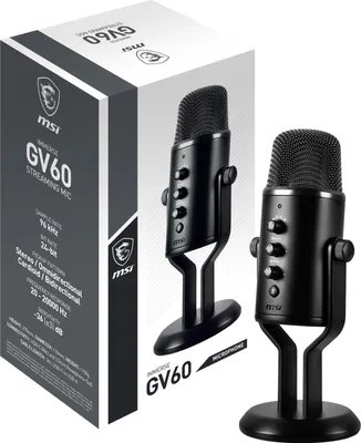 Produktbild von MSI IMMERSE GV60 STREAMING MIC, Mikrofon für Spielkonsole, 36 dB, 20 - 20000 Hz, 2,2 Ohm, 24 Bit, 96 kHz