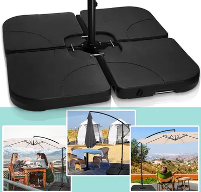 Immagine prodotto di Jayseuw Set di 4 supporti per ombrelloni riempibili con sabbia/acqua fino a 80 kg Supporto per ombrellone in plastica HDPE