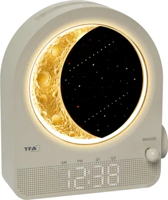 Produktbild von TFA-Dostmann Lichtwecker mit Mondlampe TFA 60.2053.15 Nachtlicht, Nachttischlampe mit Wecker, Naturgeräusche, Einschlafhilfe, 2 Alarme