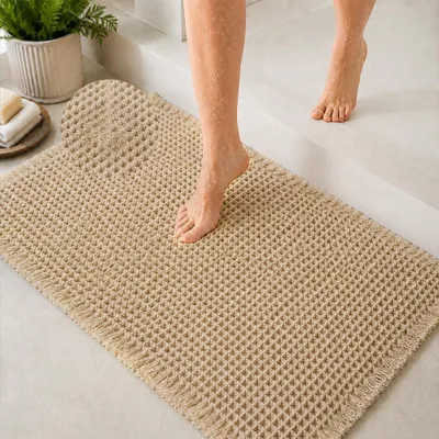 Image de Omgoods - Tapis de bain antidérapant lavable, marron, 60 x 90 cm