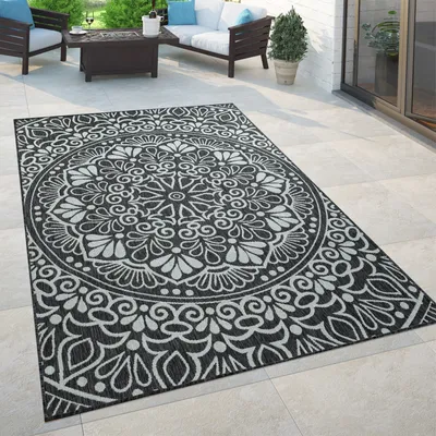 Produktbild von In- & Outdoor Teppich Balkon Terrasse Vintage Orientalisches Muster Ornamente Grösse 120x170 cm