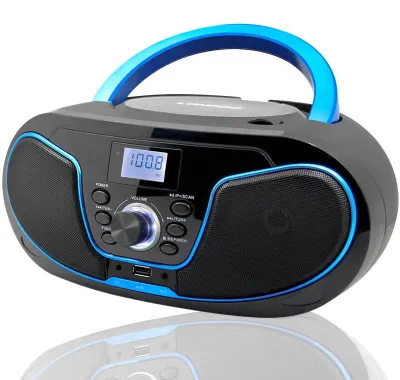 Image de Radio CD portable - Lecteur CD pour enfants, type boombox, avec port USB, entrée AUX et prise casque