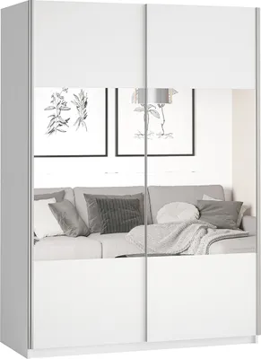 Produktbild von Masseno Schiebetürenschrank BETTINA 150 cm Kleiderschrank Schlafzimmer Schrank 2-türig mit Spiegel Weiß