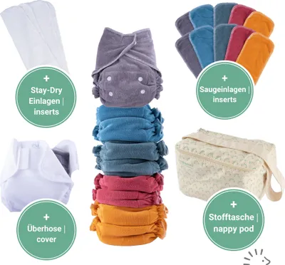 Produktbild von Popolini UltraFit Rainbow Soft Set Bunt sortiert Komplettset Stoffwindeln 3-15kg