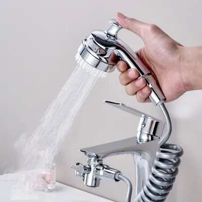 Produktbild von Duschköpfe & -brausen, Waschbeckendusche, Waschbeckenhandbrause, Schlauch(1,5 m) und Konverter, Wandhalterung, Duschkopf, für Haarwäsche, Reinigung