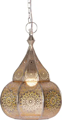 Zdjęcie produktu dla Orientalna lampa wisząca Ilham srebrna - 40cm
