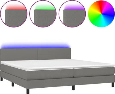 Produktbild von vidaXL Boxspringbett mit Matratze & LED Dunkelgrau 200x200 cm Stoff
