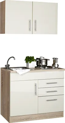 Produktbild von Küche für Singles in Hochglanz Creme TERAMO-03 B x H x T ca. 100 x 200 x 60cm