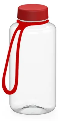 Produktbild von Trinkflasche 0,7 Liter transparent/rot auslaufsicher geschmacksneutral Tritan für Kohlensäure