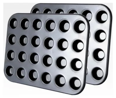 Produktbild von 2 Stück Mini Muffin Backblech für 24 Muffins, Antihaft, Wärmeleitung, 38,5 x 26 cm