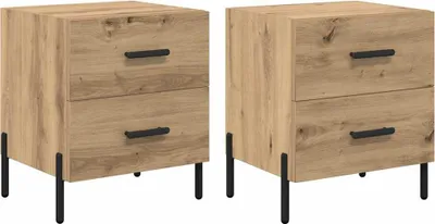 Obrázok produktu pre Nočný stolík so zásuvkou 2 pcs Remeselný dub 40 x 35 x 47,5 cm