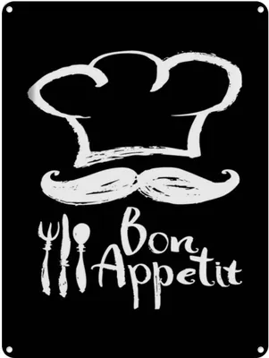 Produktbild von vianmo Blechschild 40x30 cm Essen Bon Appetit Restaurant s/w