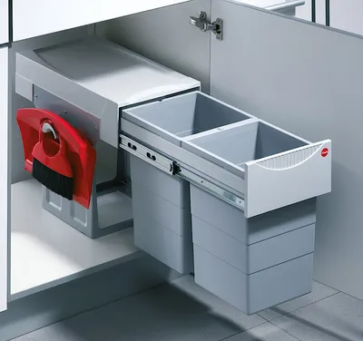 Image de Hailo Tandem 7 K. Collecteur de déchets, gris clair.  - Poubelle