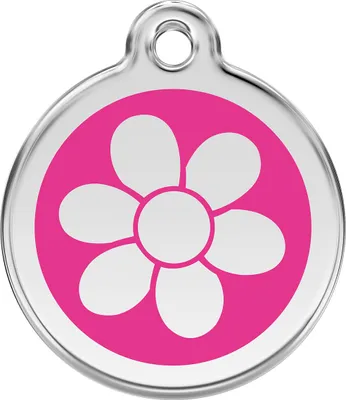 Produktbild von RedDingo Hundemarke mit individueller Gravur Blume hot pink, Größe: L