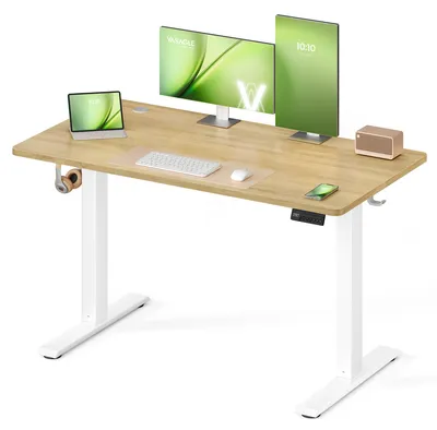 Produktbild von VASAGLE Elektrisch verstellbarer Stehtisch, Memory-Funktion mit 4 Höhen, Schreibtisch für Home Office, 120 x 60 cm, eichenfarben, KI-generiertes Bild