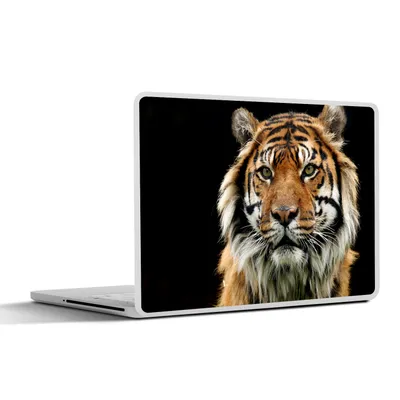 Produktbild von MuchoWow® Laptop Aufkleber Sticker Cover Tiger - Schwarz - Porträt 30x21 cm - Sticker für Laptop - Selbstklebend