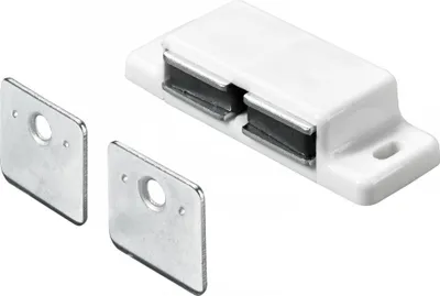 Image de Lot de 2 loqueteaux magnétiques plastique HETTICH, L.20.8 x l.58.3 mm
