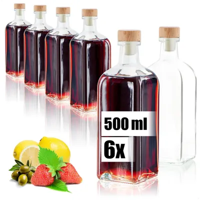 Produktbild von Set mit 6 Glasflaschen, je 500 ml, mit Korkverschluss