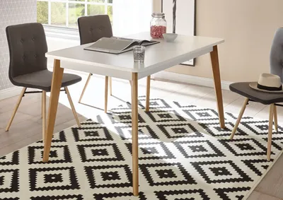 Immagine prodotto di Tavolo da pranzo Merle 140-180x80cm rovere riviera / bianco opaco Tavolo da sala da pranzo Tavolo da cucina