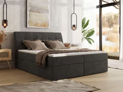 Produktbild von MKS MEBLE Boxspringbett DAGOS 140 x 200 cm mit Bettkasten & Stauraum, 7-Zonen Matratze H3 , Inkl. Topper Visco, Hotel-Design, Doppelbett mit hohem Kopfteil - Velvet