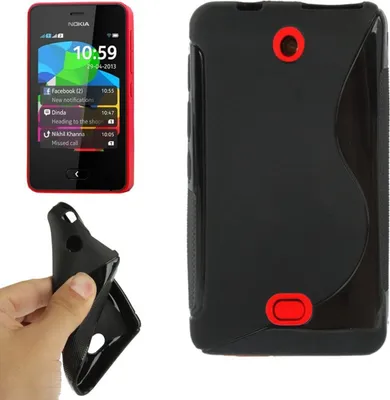 A collage of a Nokia phone and a black protective case with red accents.