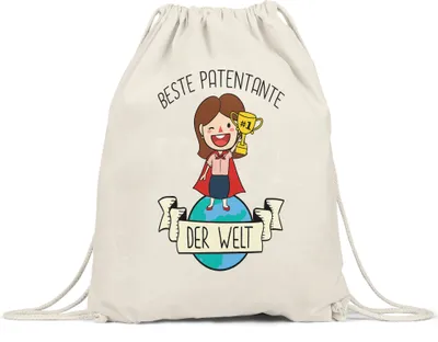 Produktbild von Beste Patentante der Welt Turnbeutel Gymsack Lustig Geschenkidee Tante Geschwister Geburtstag Nichte Neffe