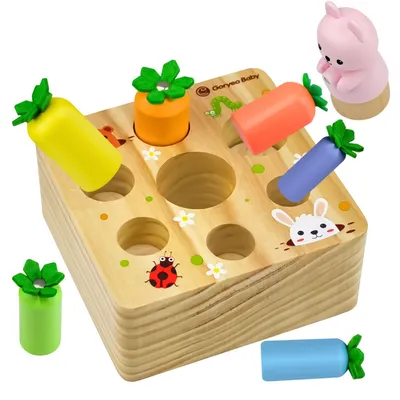 Productafbeelding van Solidchoice - Montessori Houten Speelgoed - Wortelsorteer Spel voor Peuters