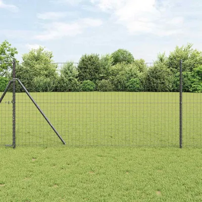 Produktbild von Zaunpfosten 2er Set in Grau aus pulverbeschichtetem Stahl, 3,2 x 3,2 x 180 cm für Zaunhalterungen
